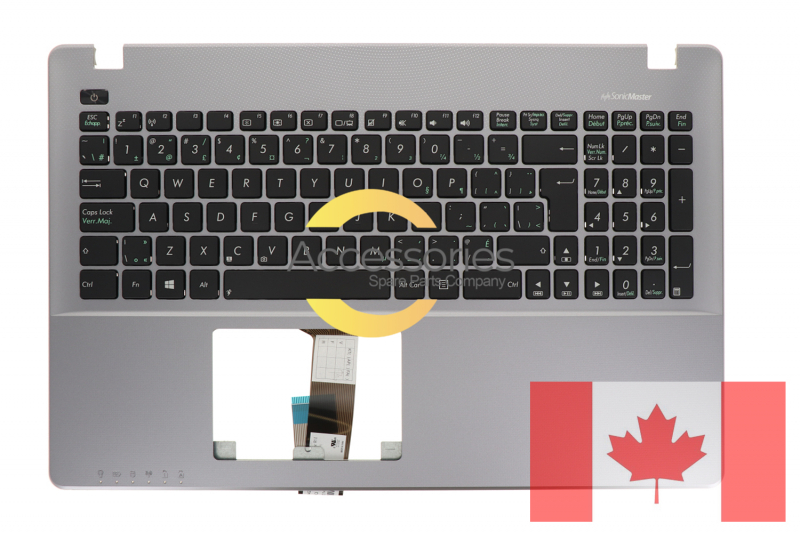 Teclado QWERTY canadiense gris para la PC Asus Asus