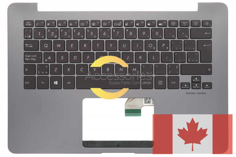 Clavier gris rétroéclairé QWERTY Canadien de PC portable Asus